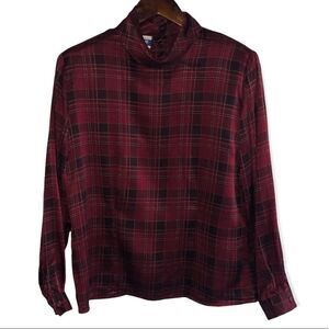 Vintage Pendleton Red Plaid 100% Silk Blouse